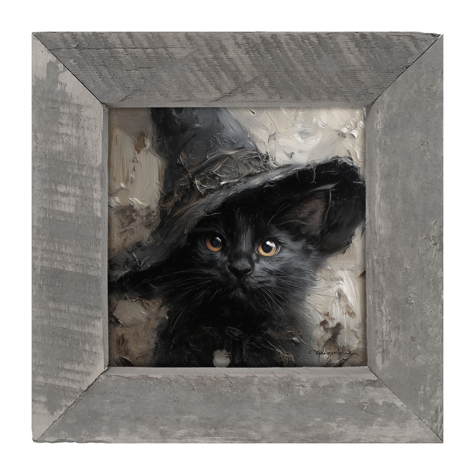 Witch Hat Black Cat - Framed Art