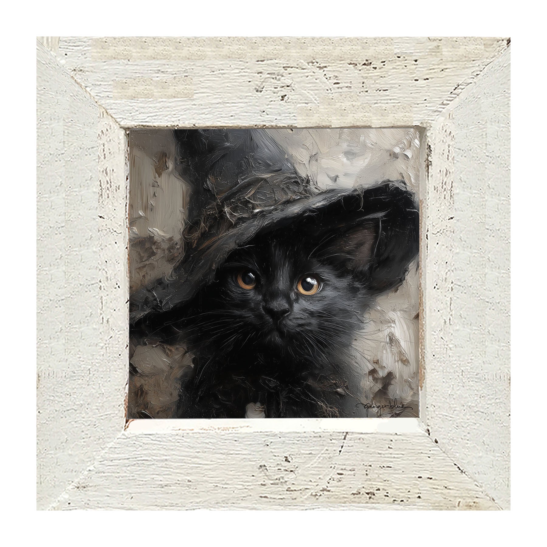 Witch Hat Black Cat - Framed Art