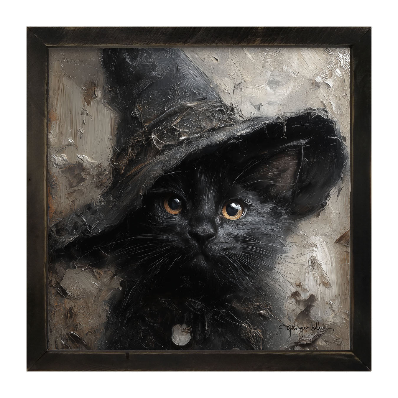 Witch Hat Black Cat - Framed Art