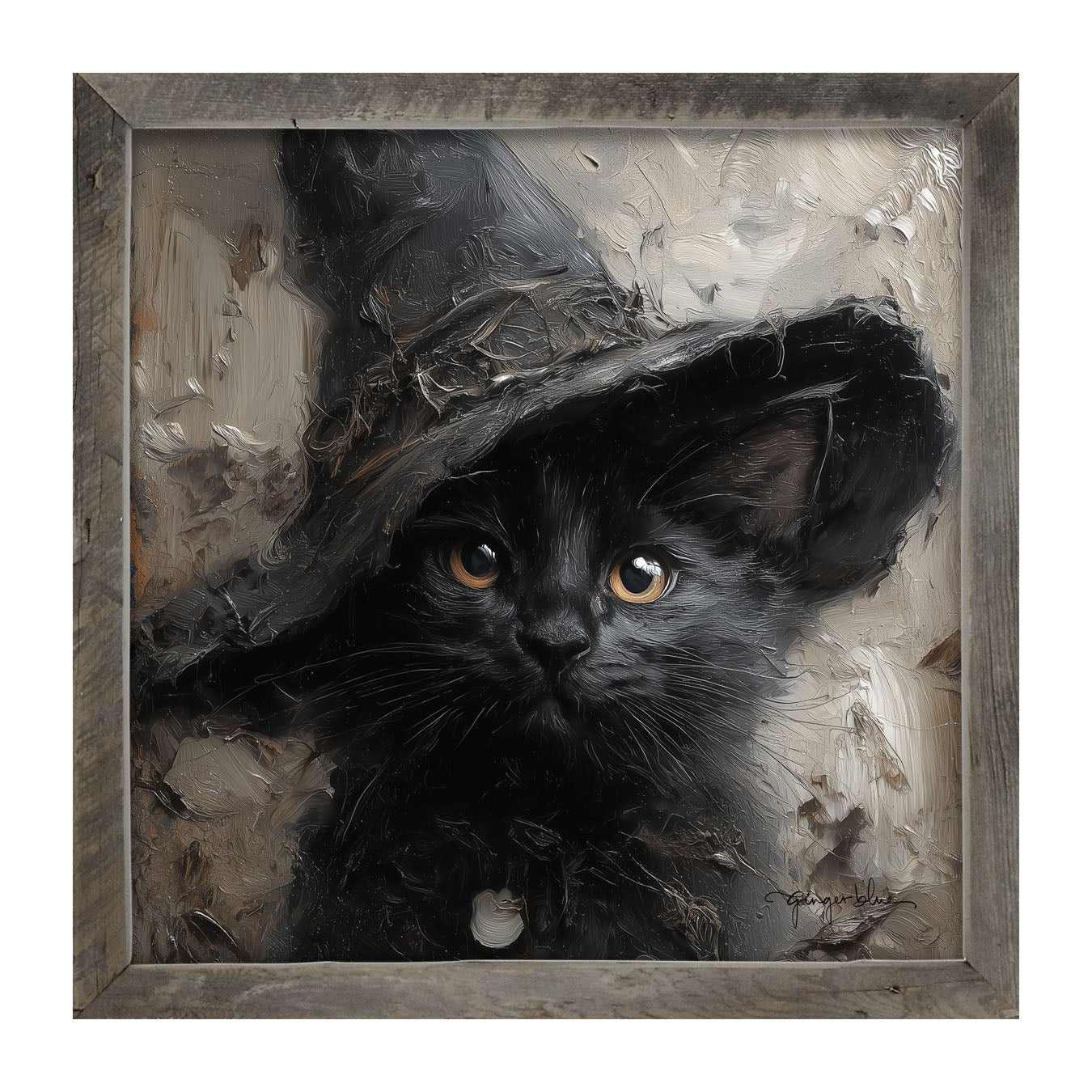 Witch Hat Black Cat - Framed Art