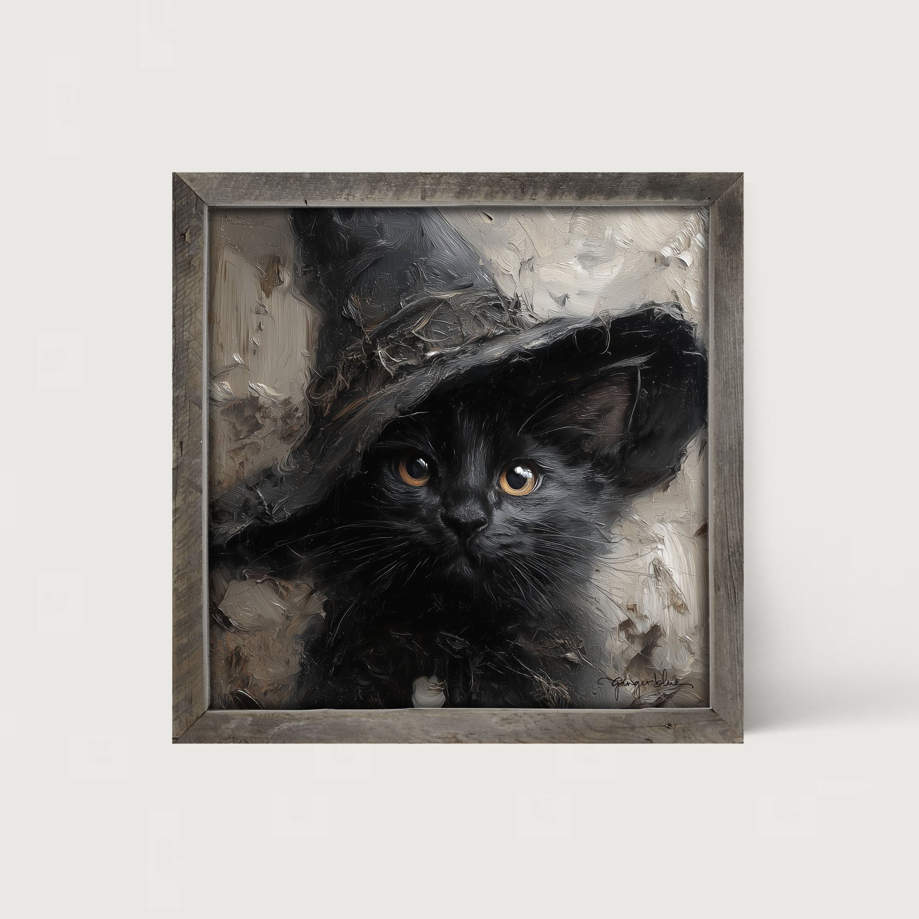 Witch Hat Black Cat - Framed Art