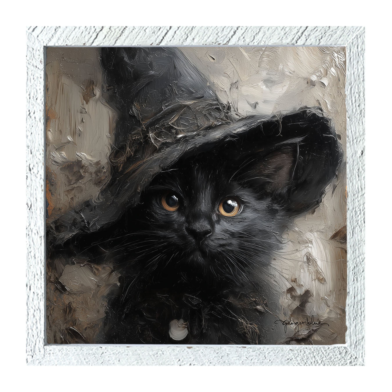 Witch Hat Black Cat - Framed Art