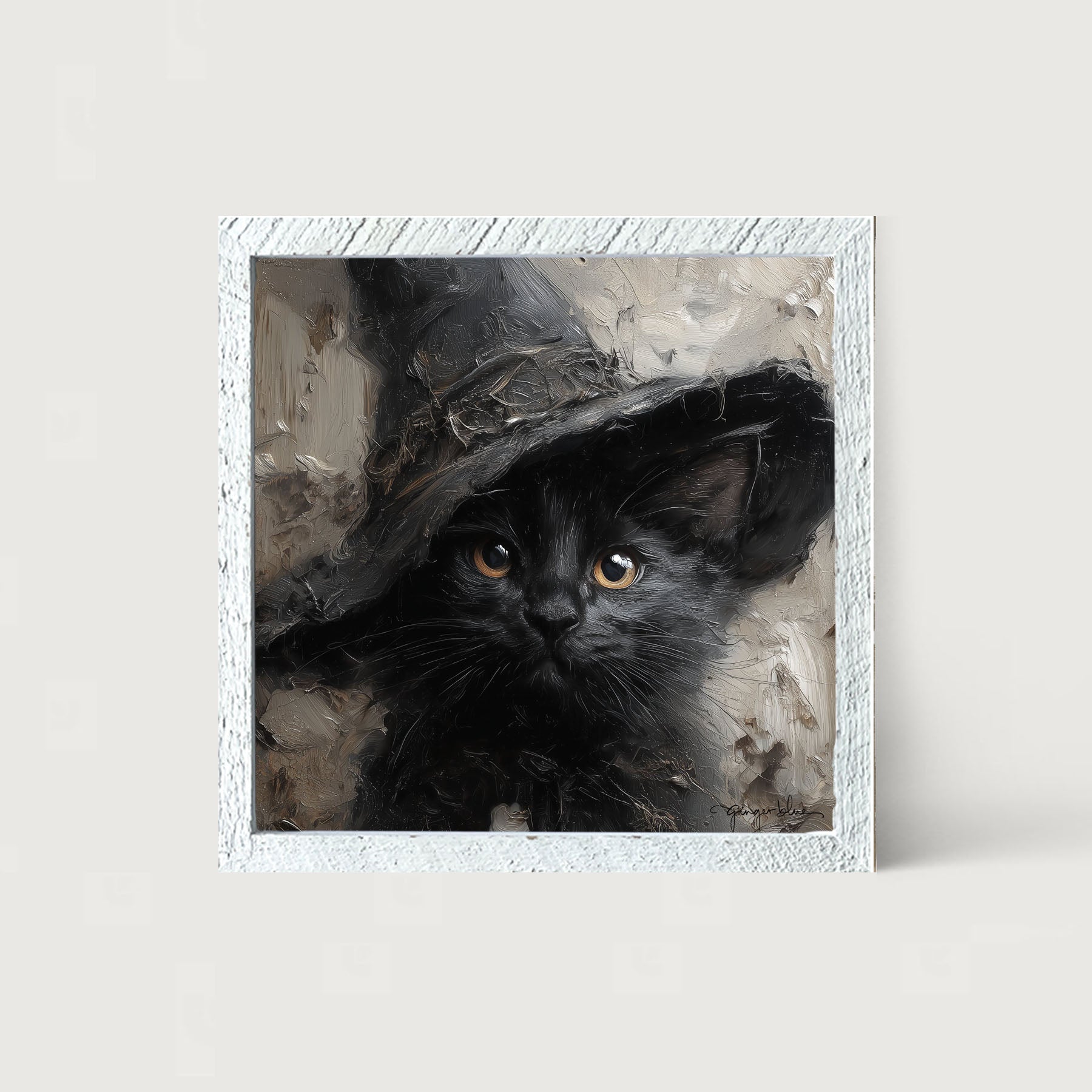 Witch Hat Black Cat - Framed Art