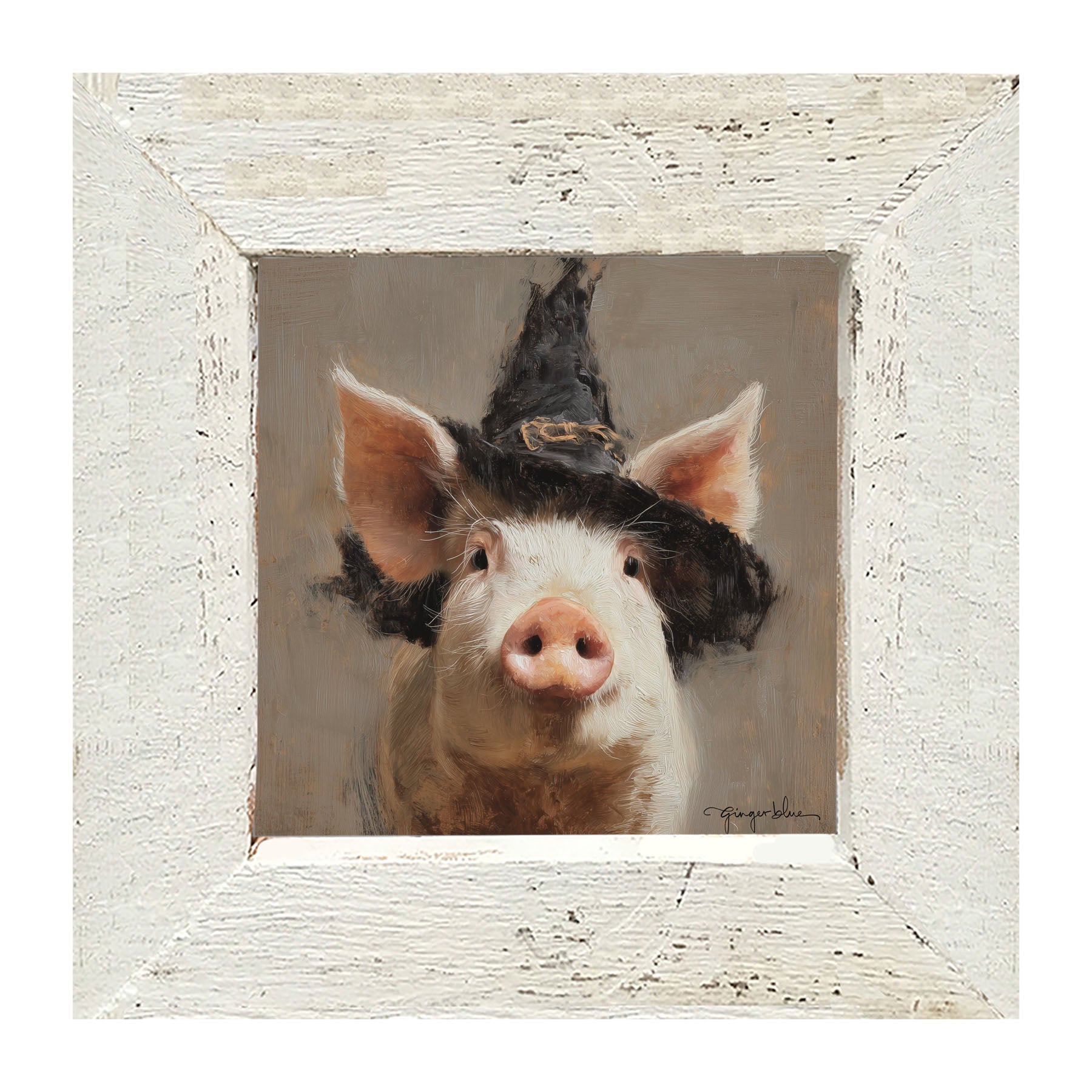 Witch Hat Pig - Framed Art