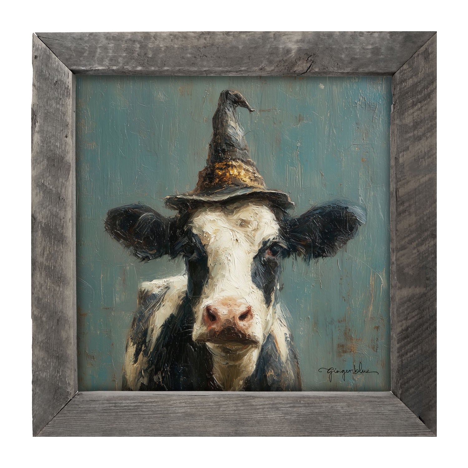 Witch Hat Cow - Framed Art