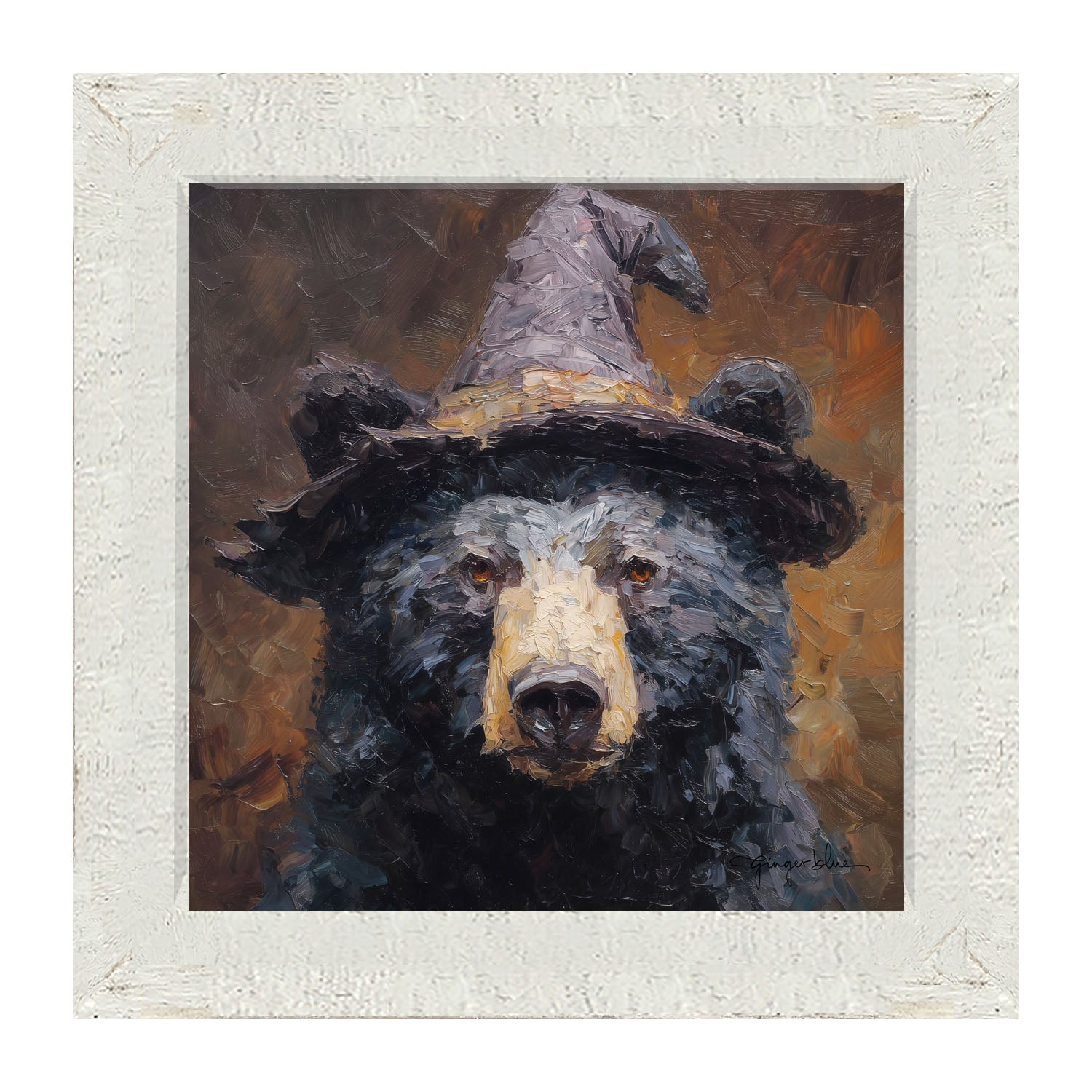 Black Bear with Witch Hat - Framed Art