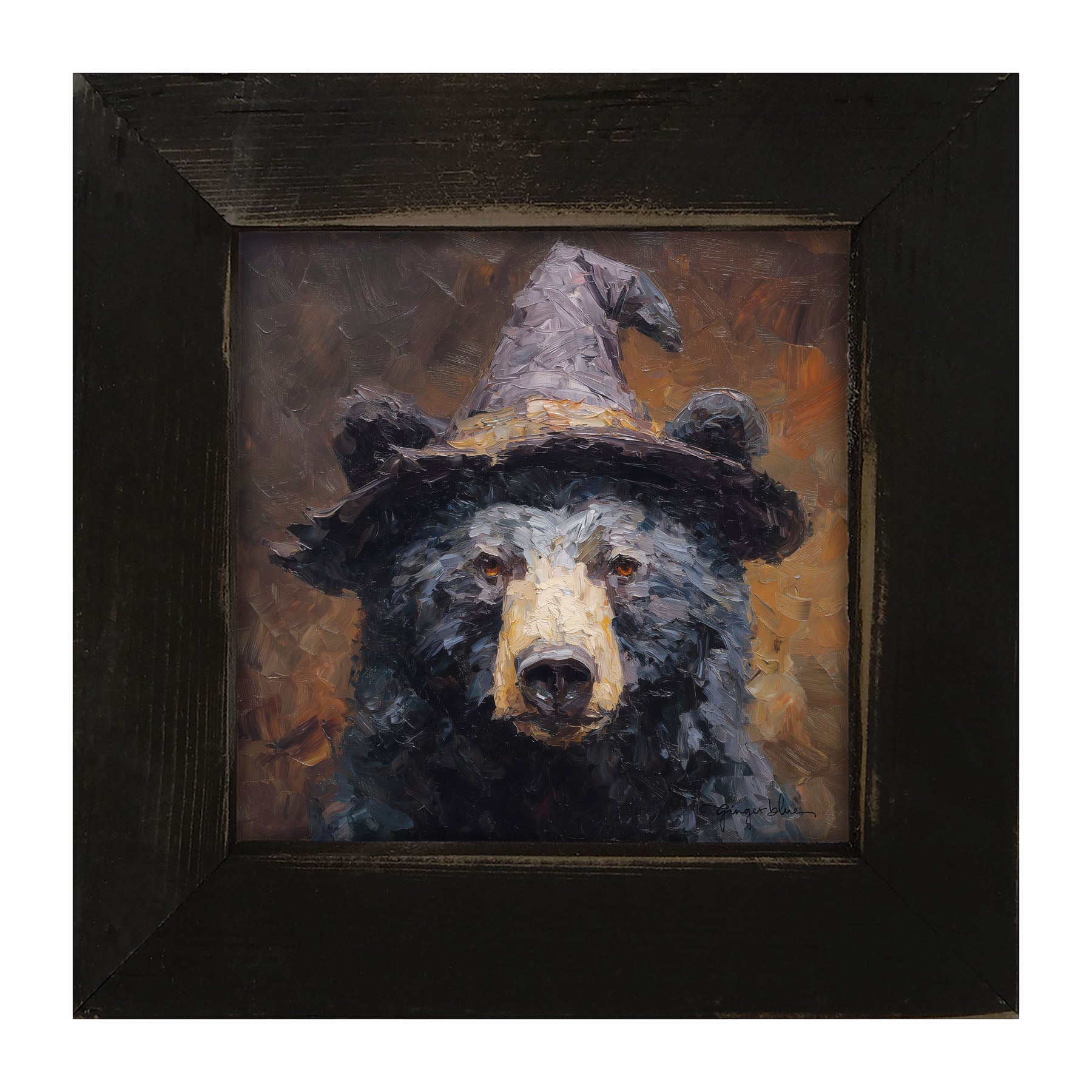 Black Bear with Witch Hat - Framed Art