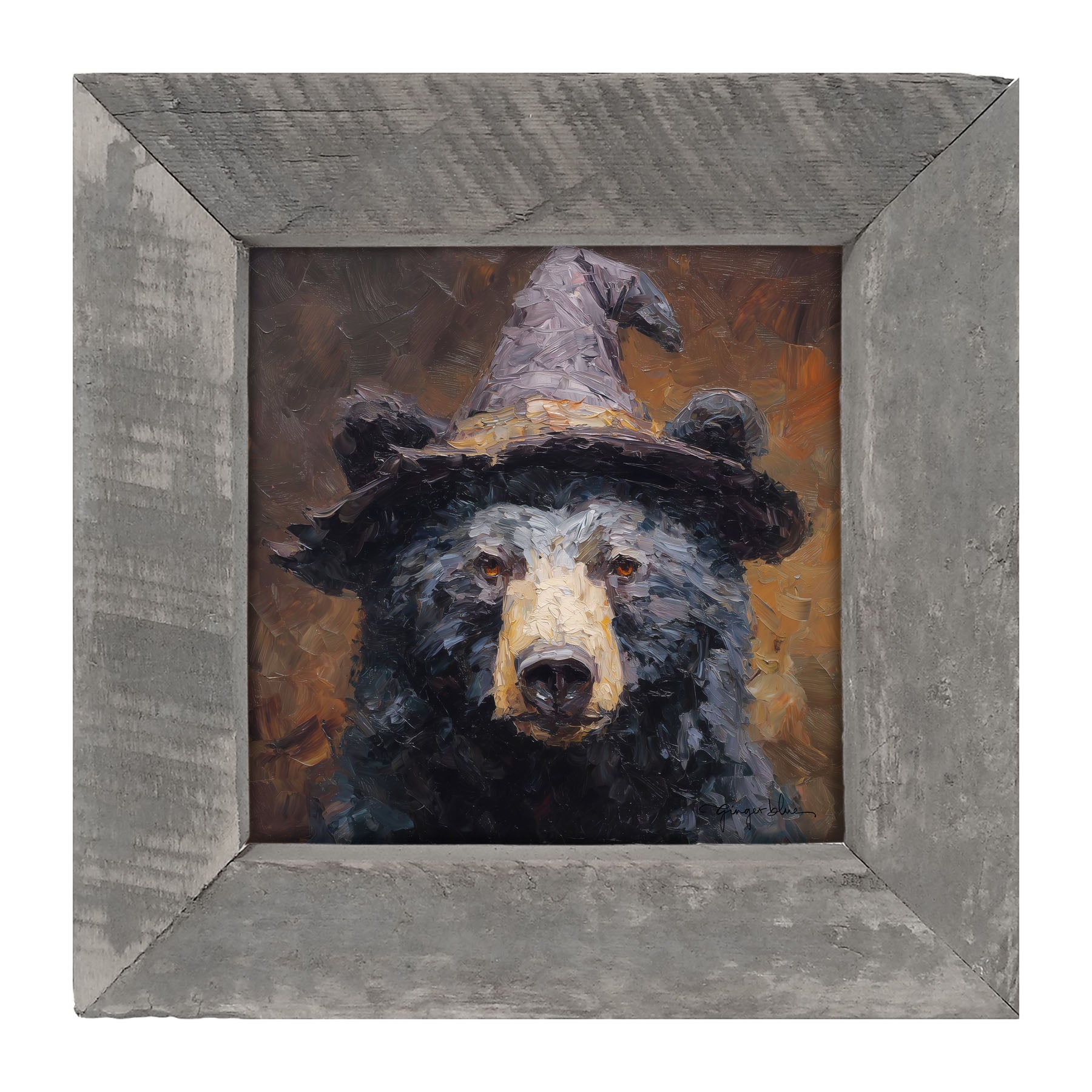 Black Bear with Witch Hat - Framed Art