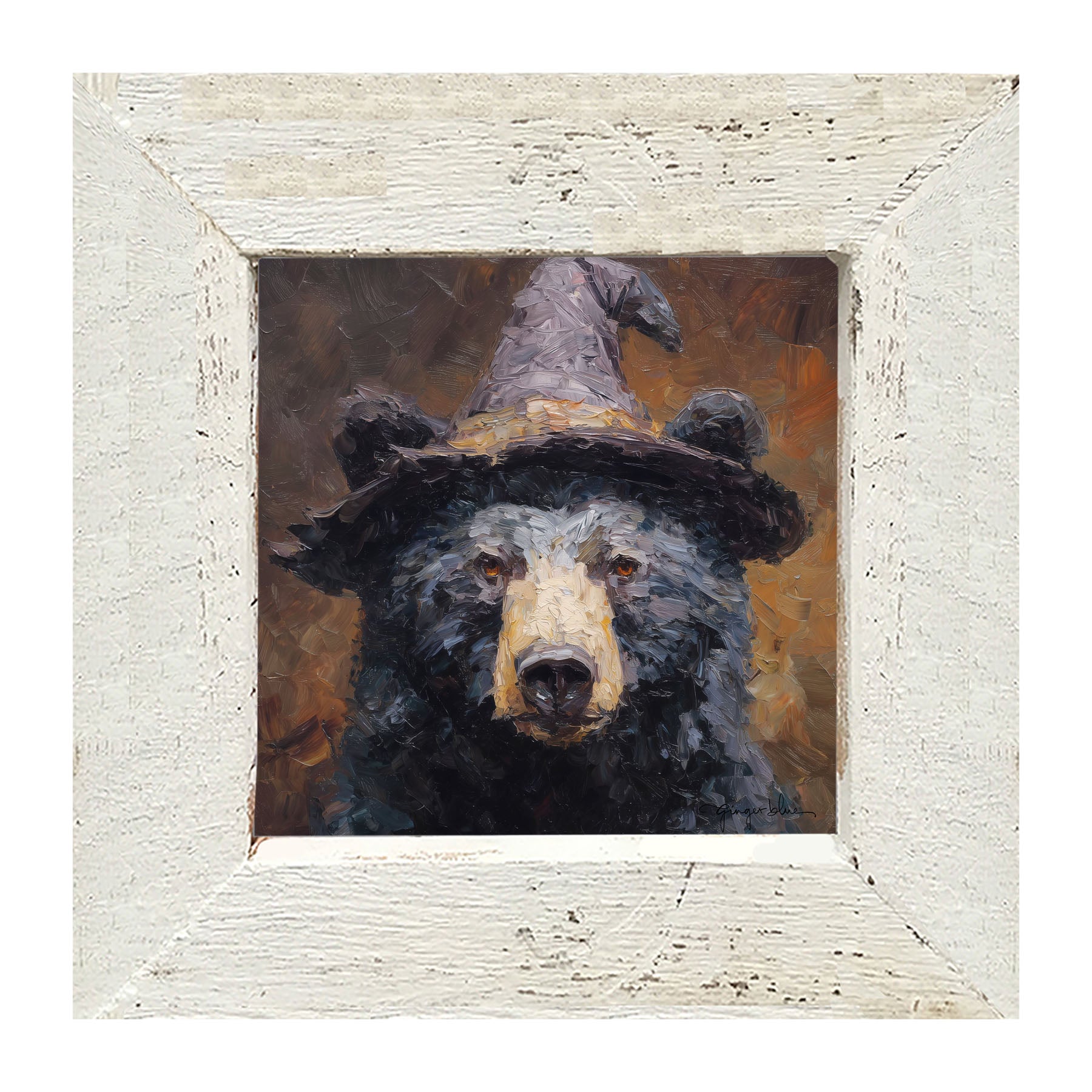 Black Bear with Witch Hat - Framed Art