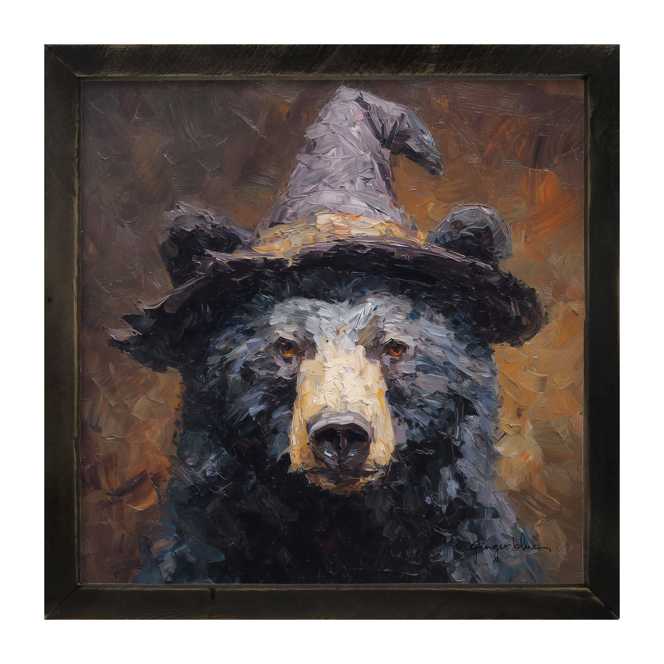 Black Bear with Witch Hat - Framed Art