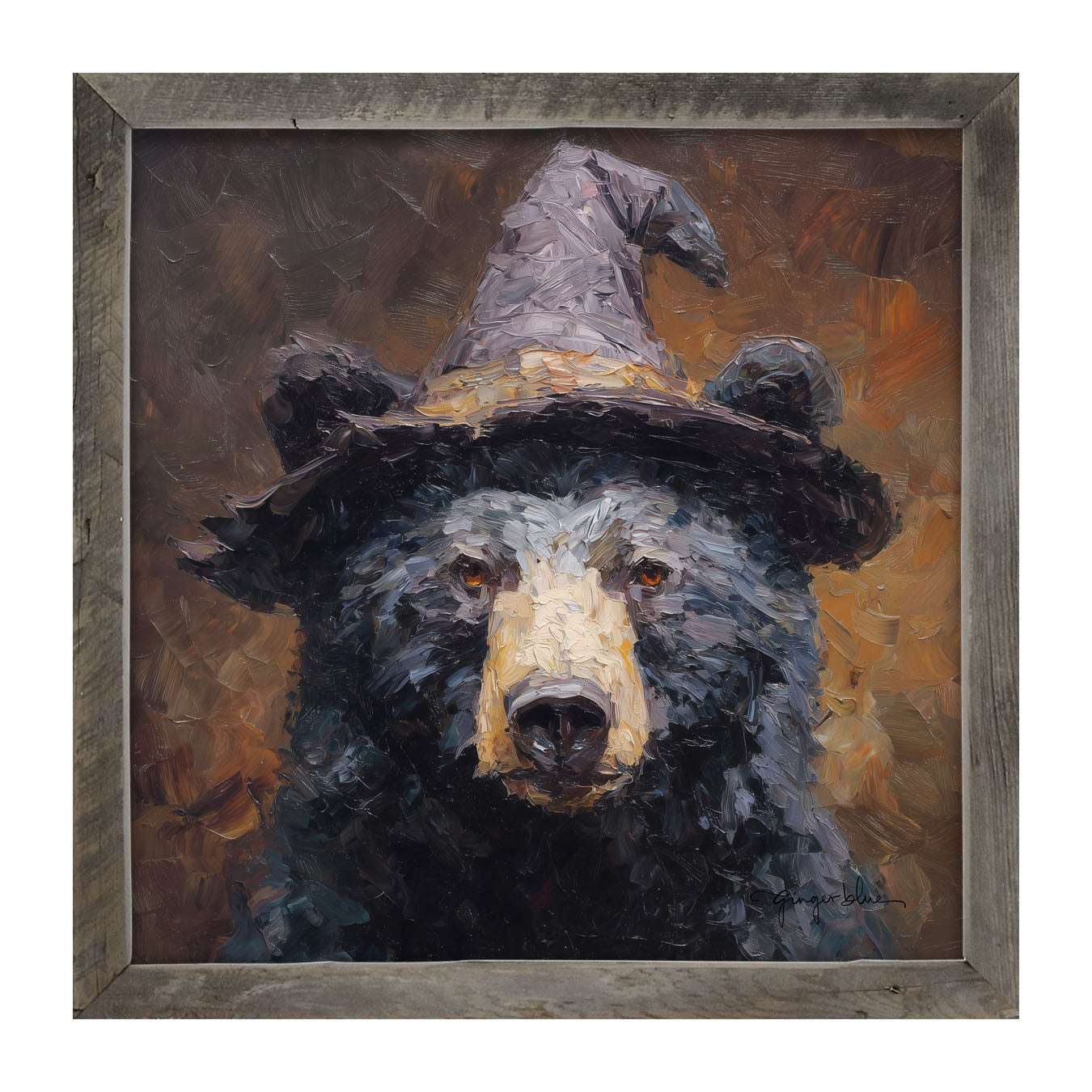 Black Bear with Witch Hat - Framed Art