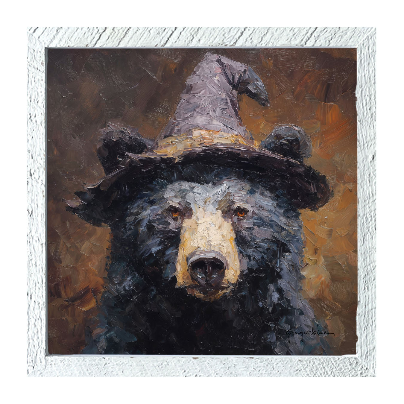 Black Bear with Witch Hat - Framed Art