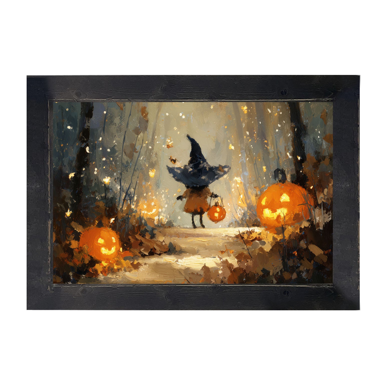 Halloween Friends - Witch on Forest Path - Framed Art