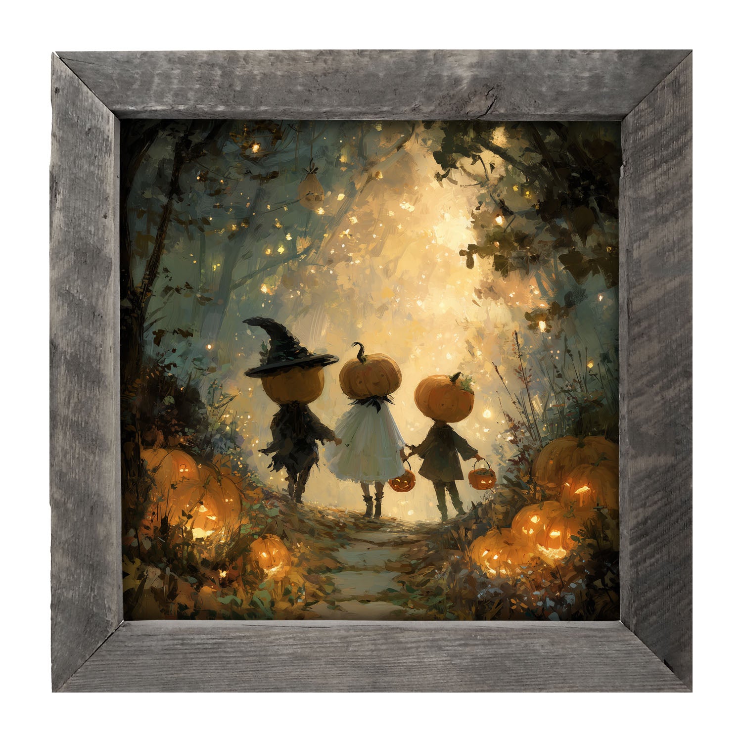 Halloween Friends - Trio of Trick or Treaters - Framed Art