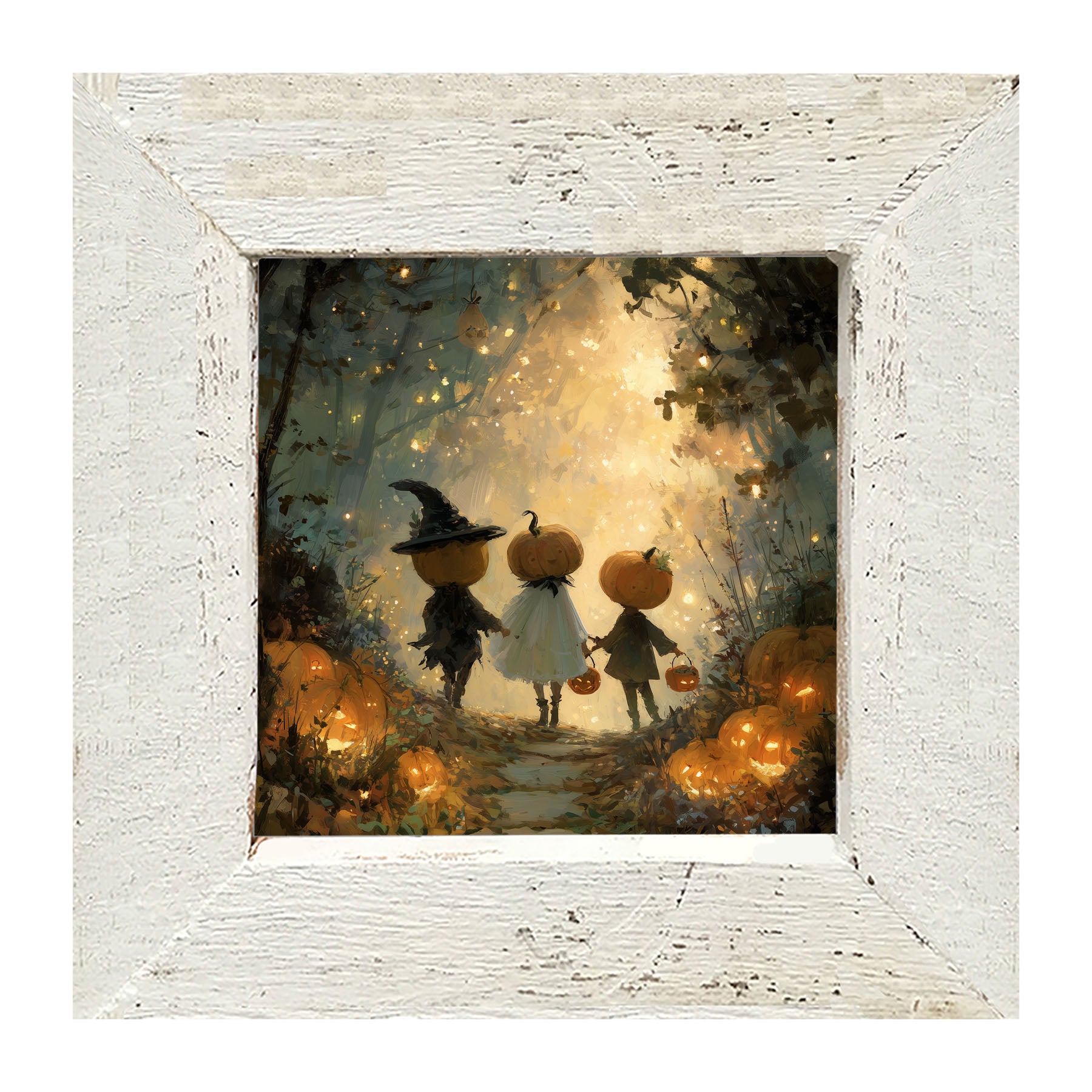 Halloween Friends - Trio of Trick or Treaters - Framed Art