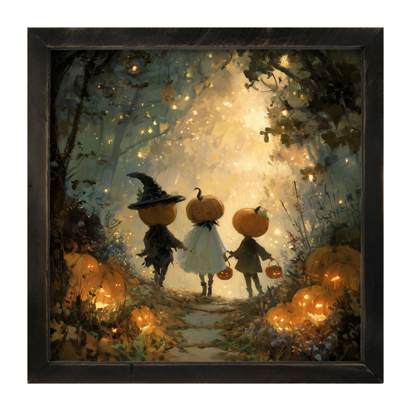 Halloween Friends - Trio of Trick or Treaters - Framed Art