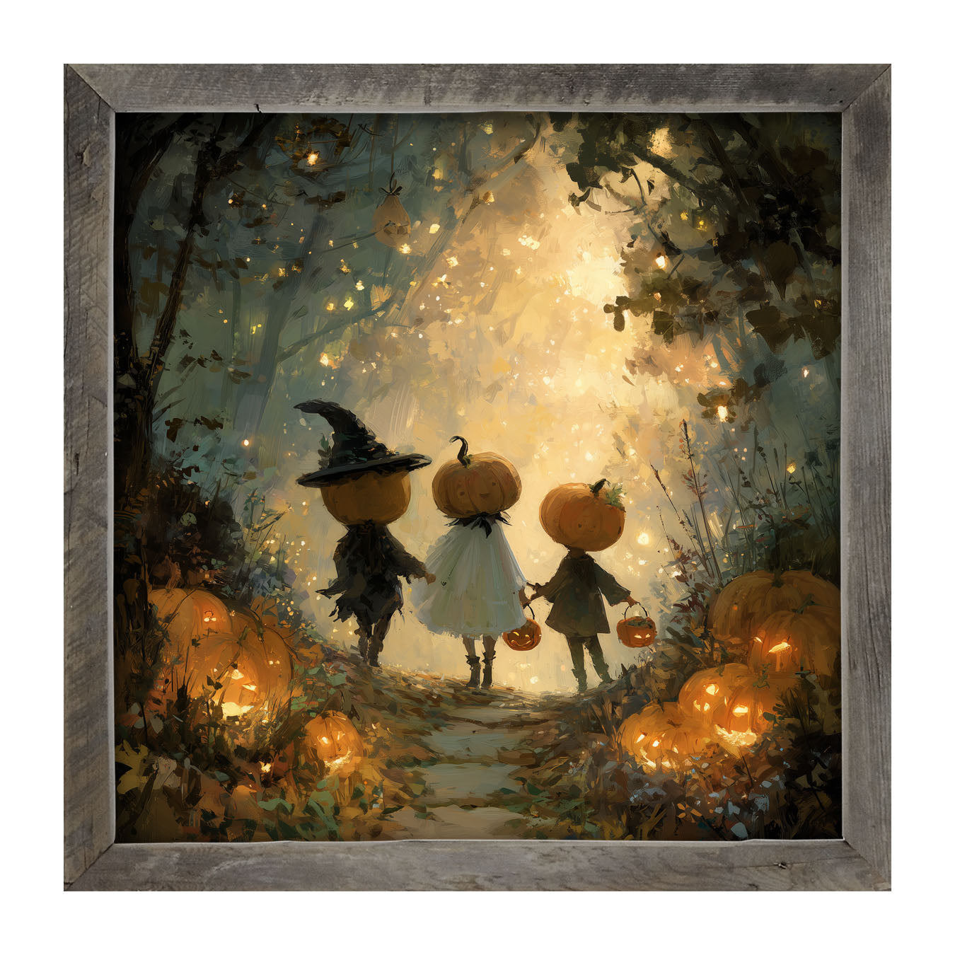 Halloween Friends - Trio of Trick or Treaters - Framed Art