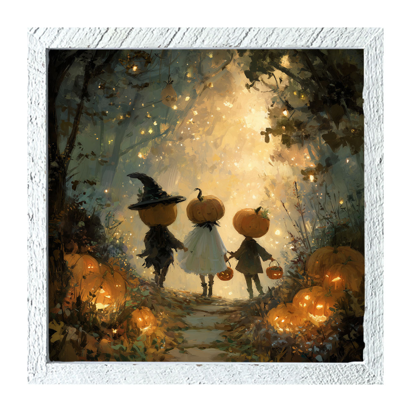 Halloween Friends - Trio of Trick or Treaters - Framed Art