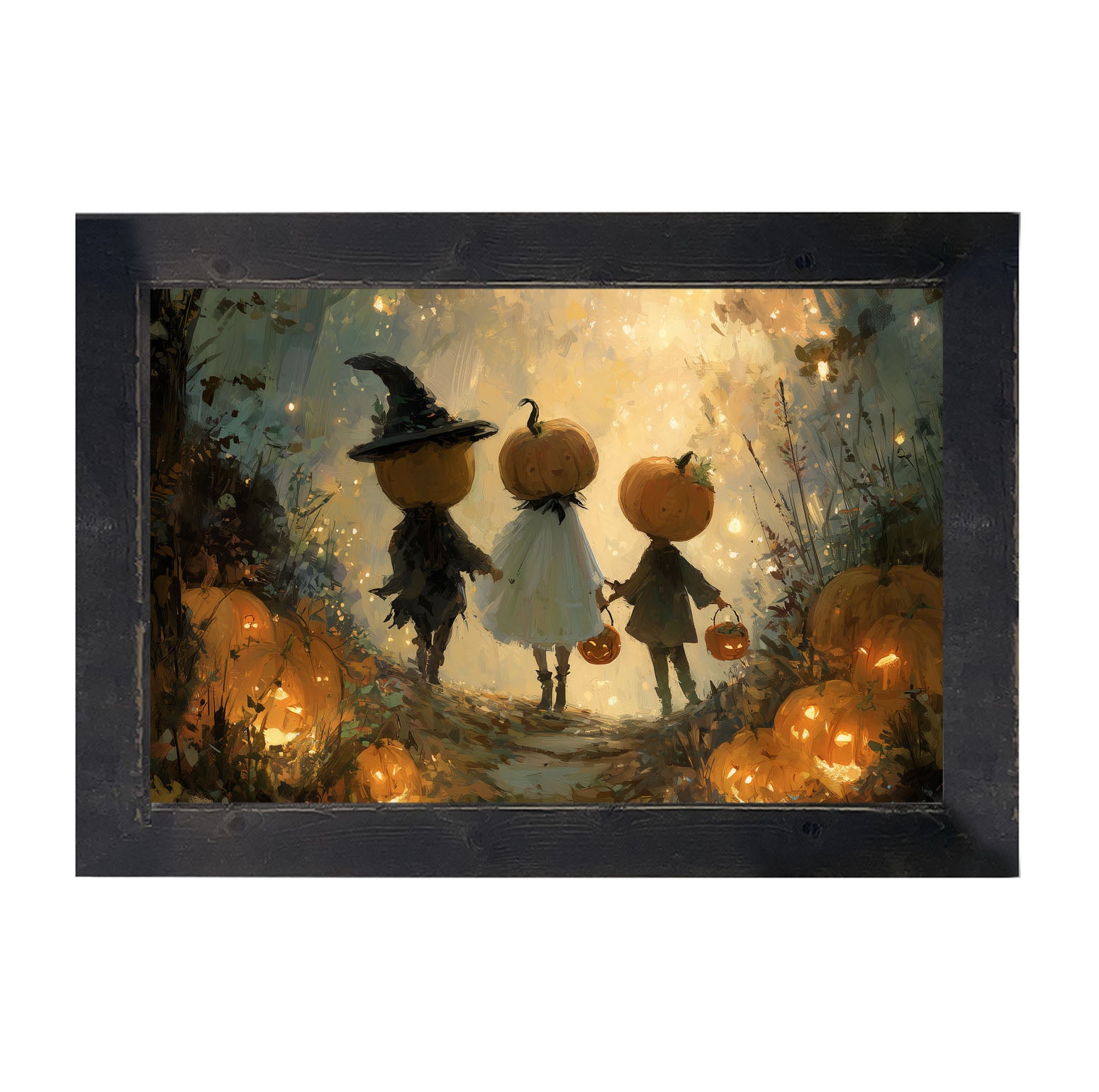 Halloween Friends - Trio of Trick or Treaters - Framed Art