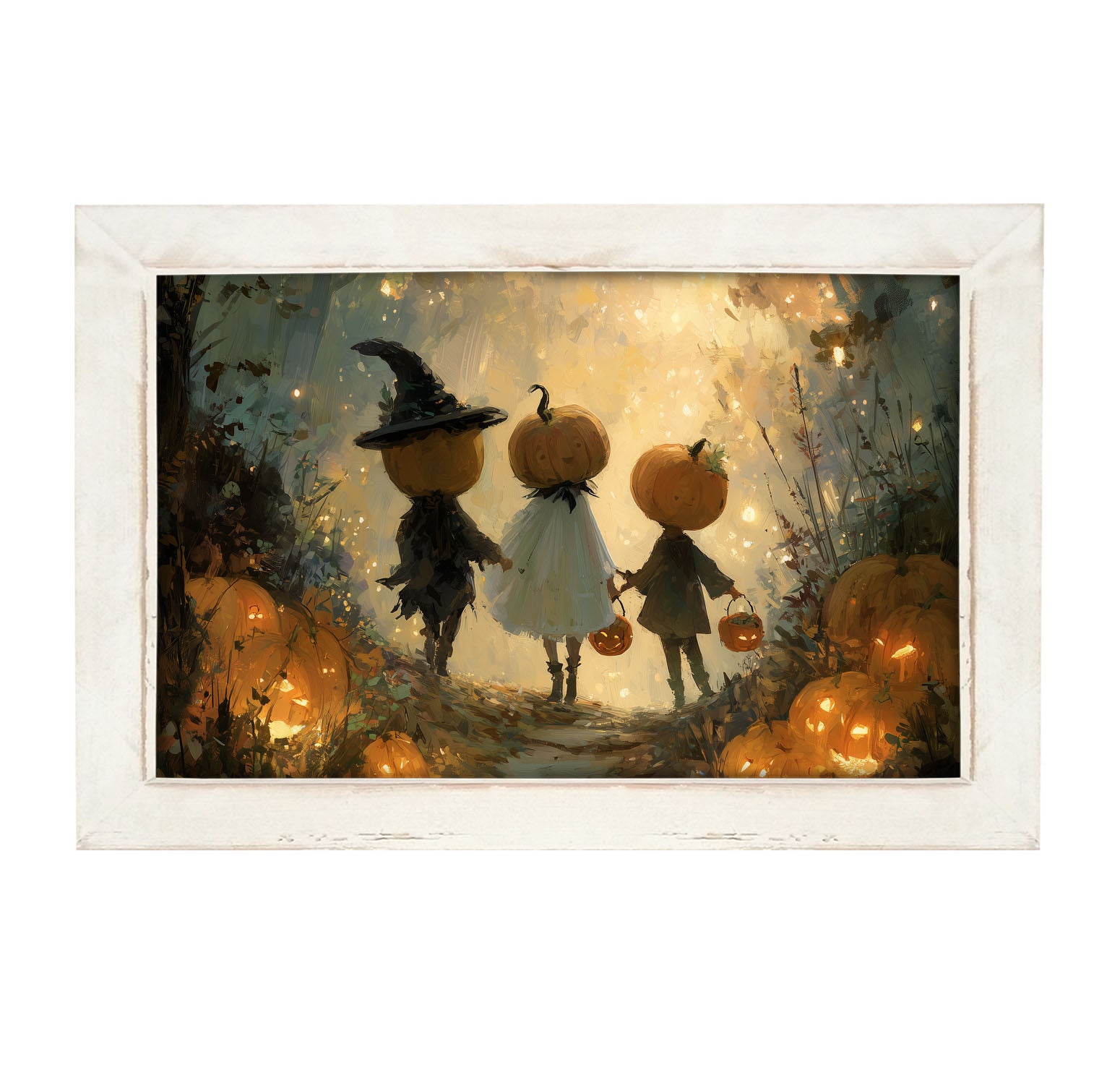 Halloween Friends - Trio of Trick or Treaters - Framed Art