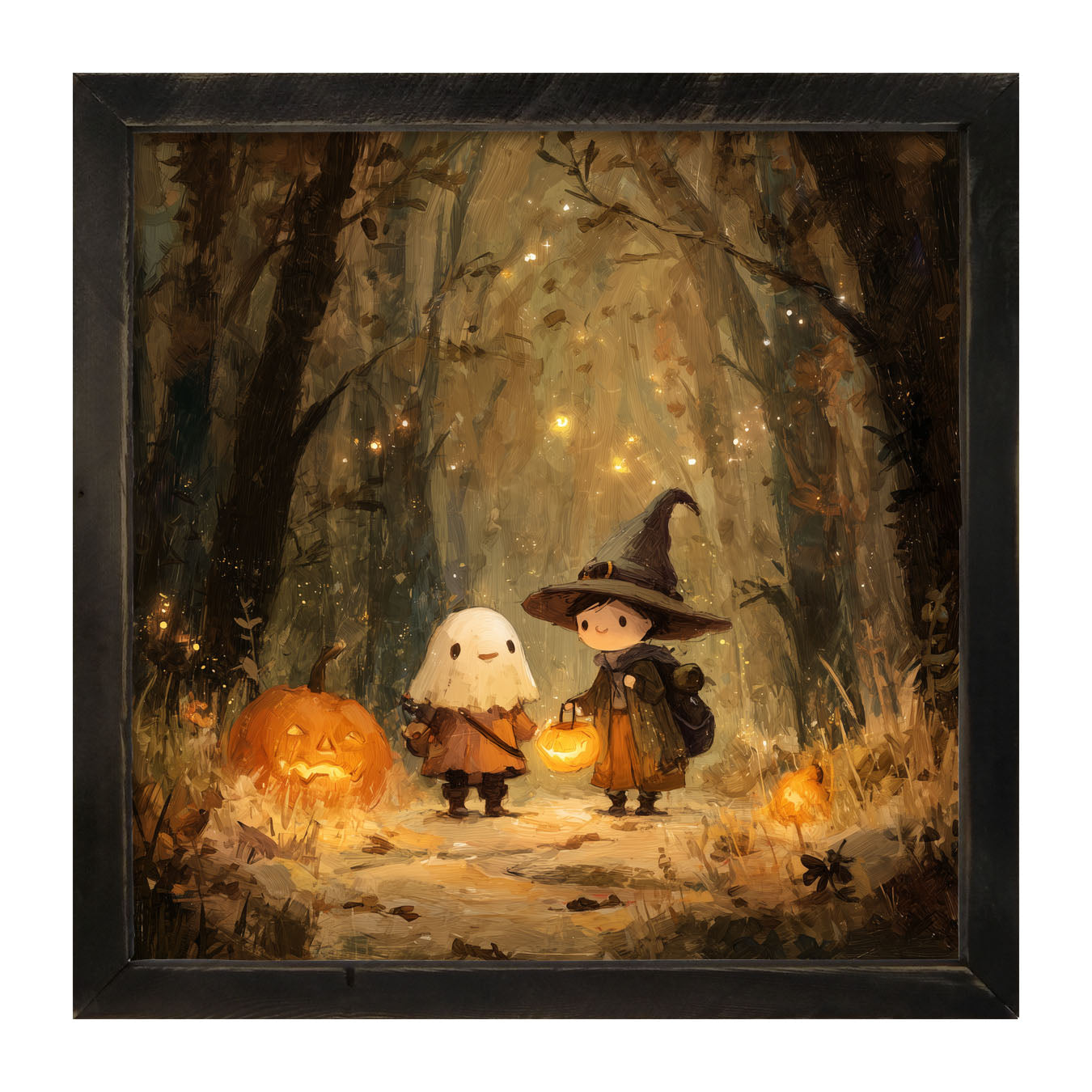 Halloween Friends - Ghost and Witch - Framed Art