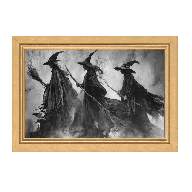 Three Shadow Witches Traveling Together - Framed Art