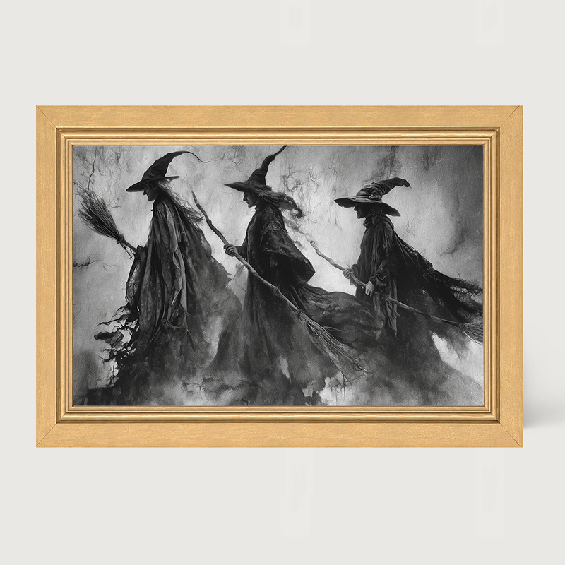 Three Shadow Witches Traveling Together - Framed Art