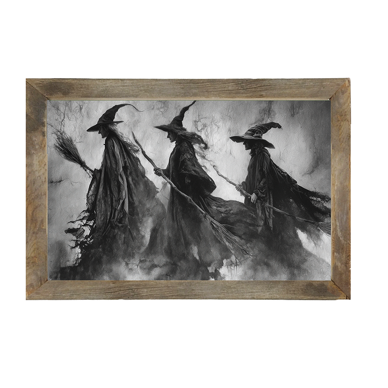Three Shadow Witches Traveling Together - Framed Art