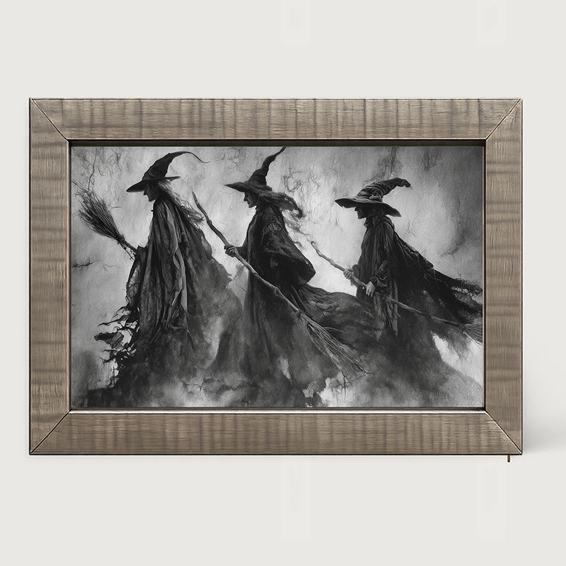 Three Shadow Witches Traveling Together - Framed Art