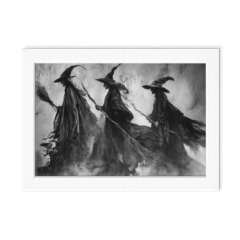 Three Shadow Witches Traveling Together - Framed Art