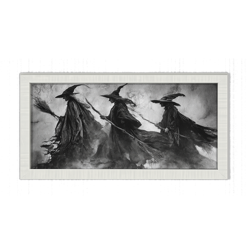 Three Shadow Witches Traveling Together - Framed Art