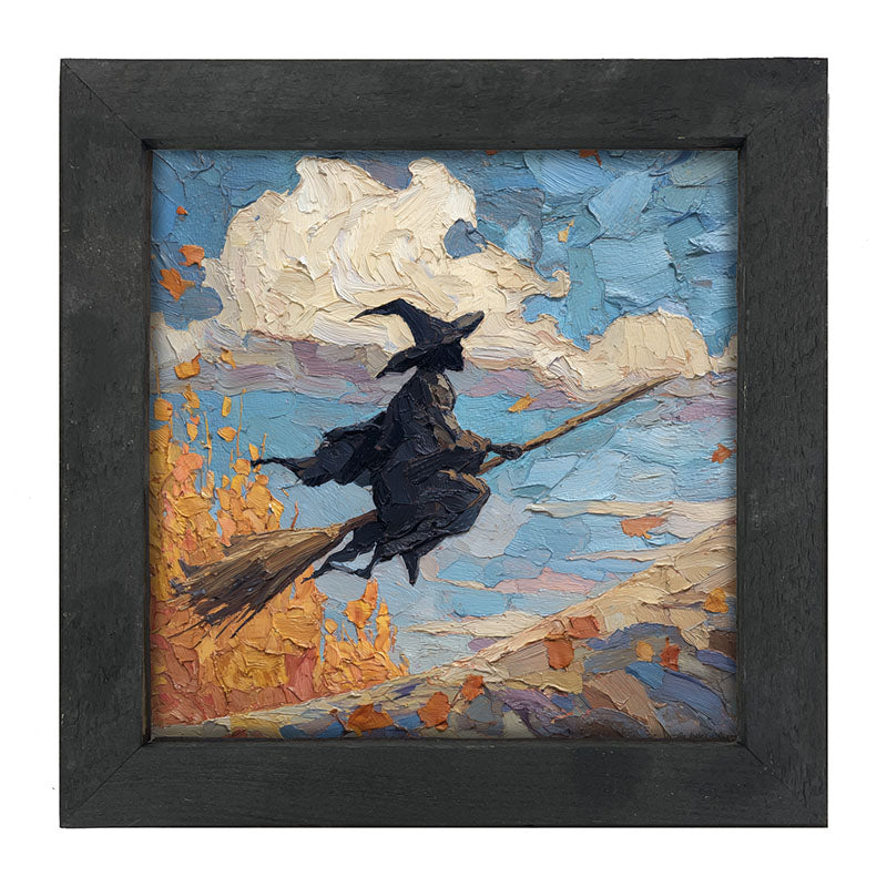 Flying Witch with Clouds - Framed Art