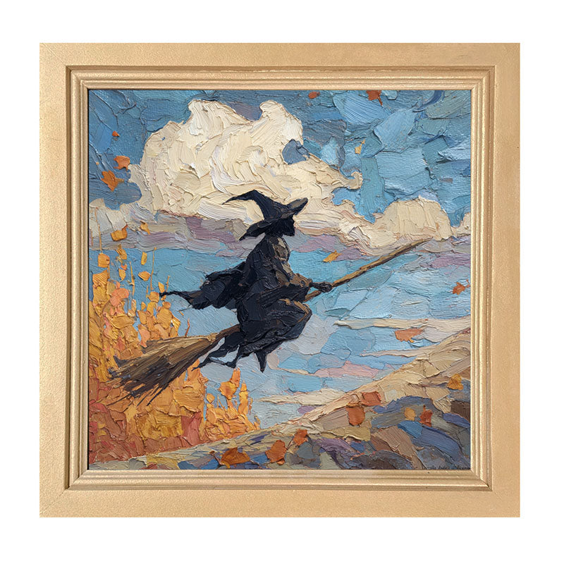 Flying Witch with Clouds - Framed Art