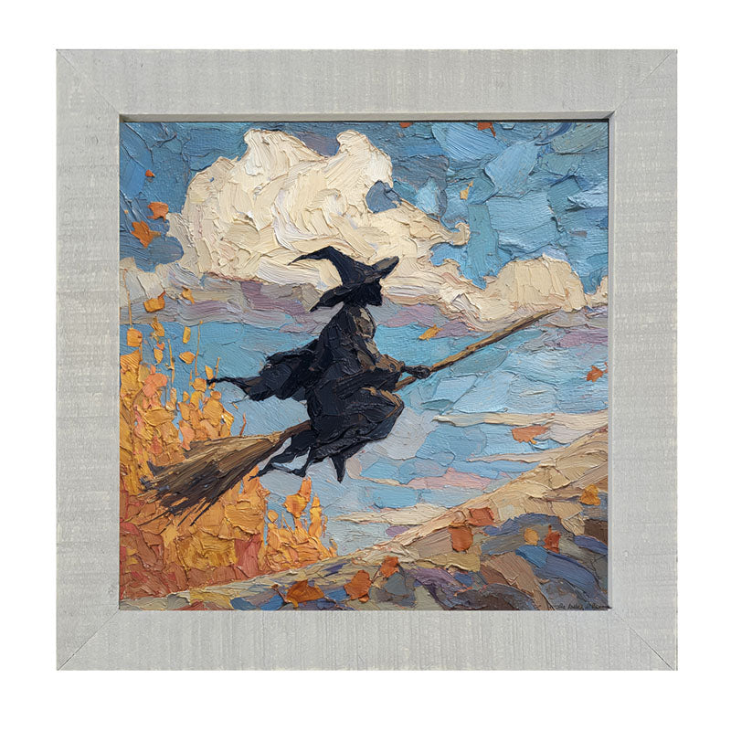 Flying Witch with Clouds - Framed Art