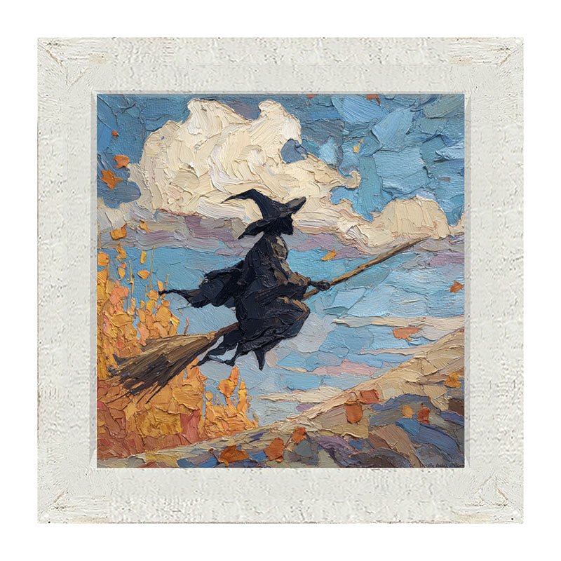 Flying Witch with Clouds - Framed Art
