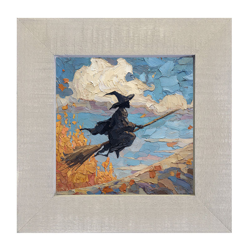 Flying Witch with Clouds - Framed Art