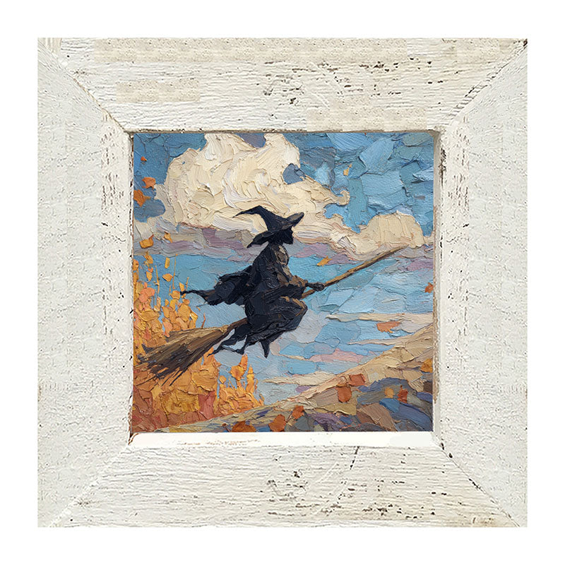 Flying Witch with Clouds - Framed Art