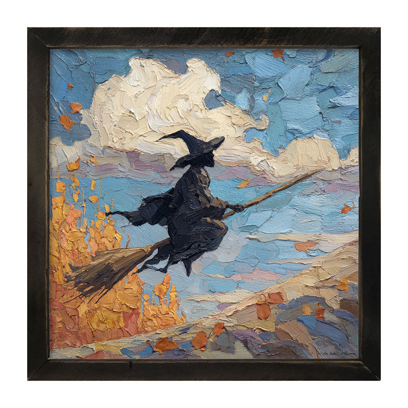 Flying Witch with Clouds - Framed Art