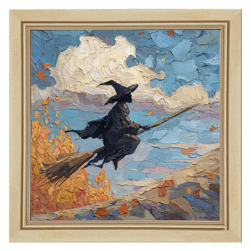 Flying Witch with Clouds - Framed Art