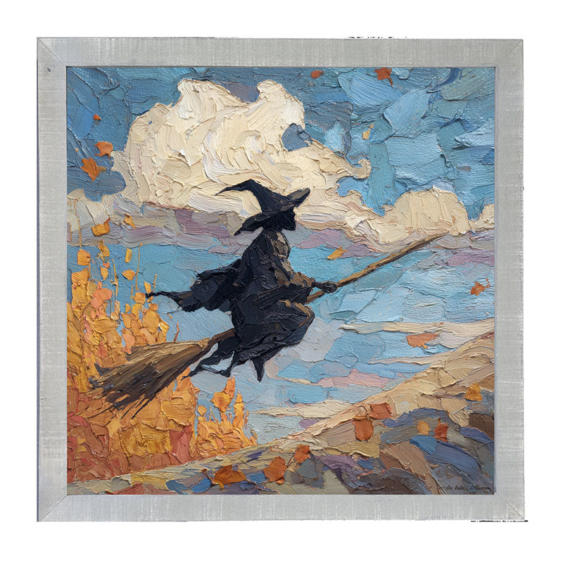 Flying Witch with Clouds - Framed Art