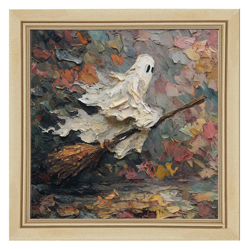 Ghost on Broom at Night
