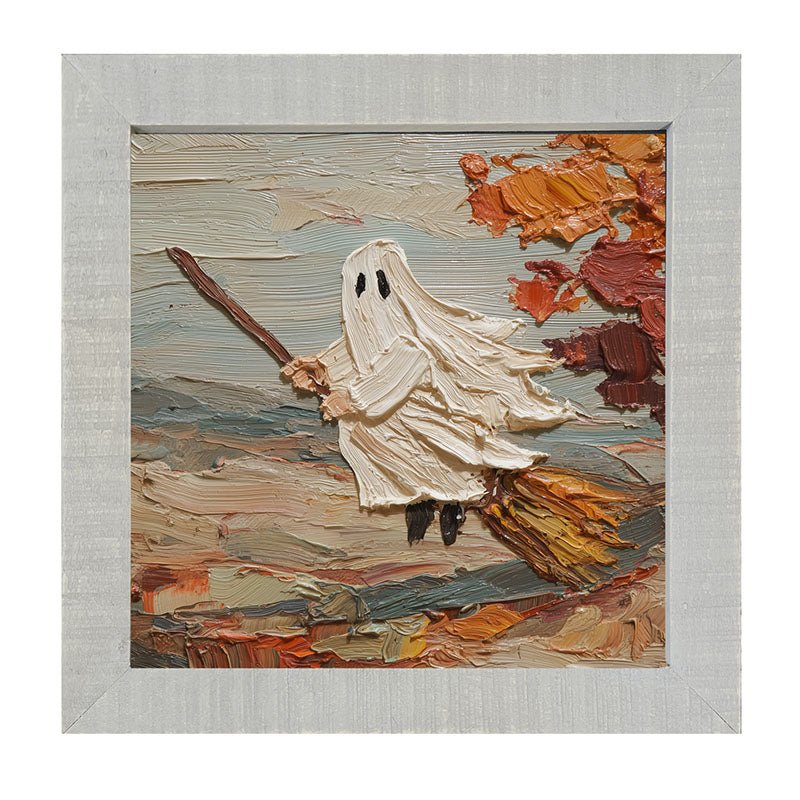 Ghost on Broom in Autumn - Framed Art