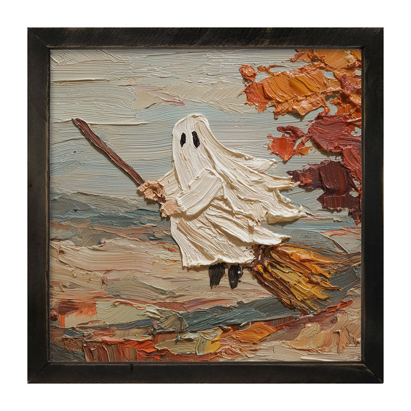 Ghost on Broom in Autumn - Framed Art