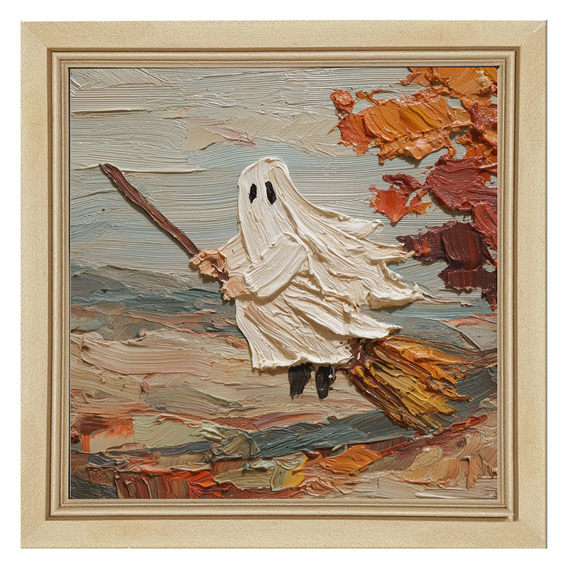 Ghost on Broom in Autumn - Framed Art