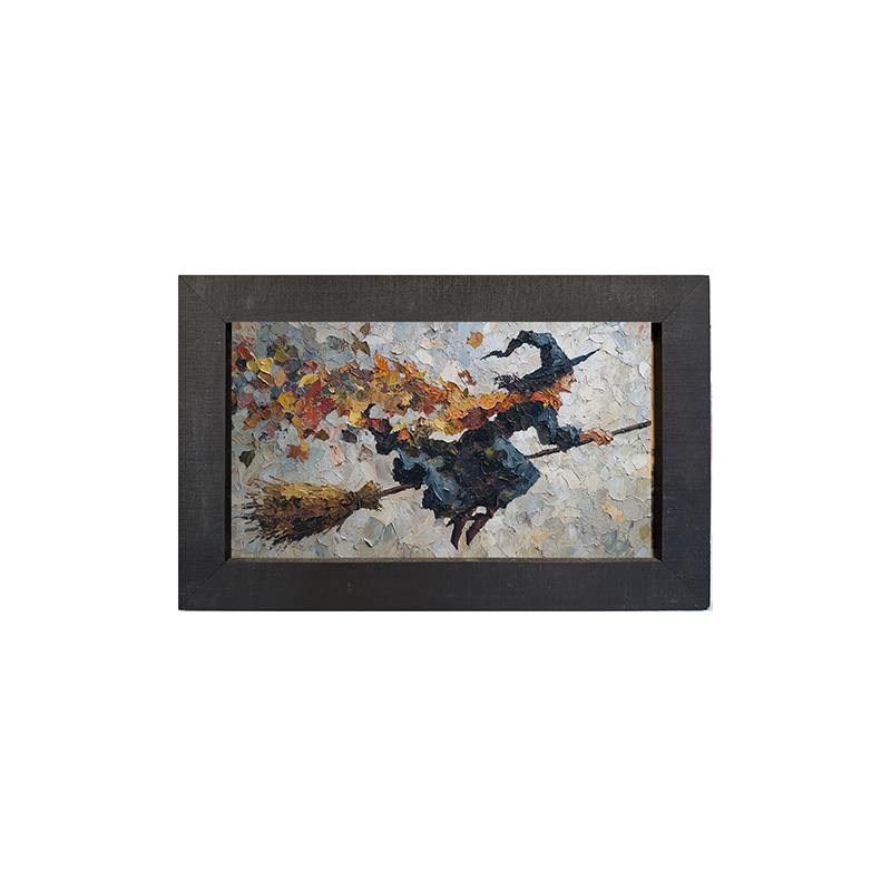 Flying Witch with Leaves - Framed Art