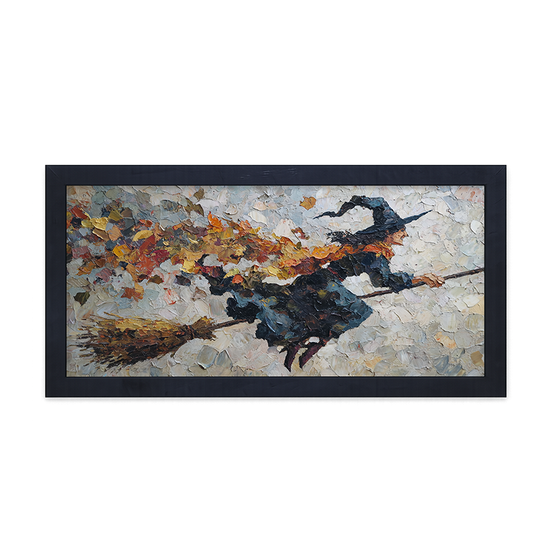 Flying Witch with Leaves - Framed Art