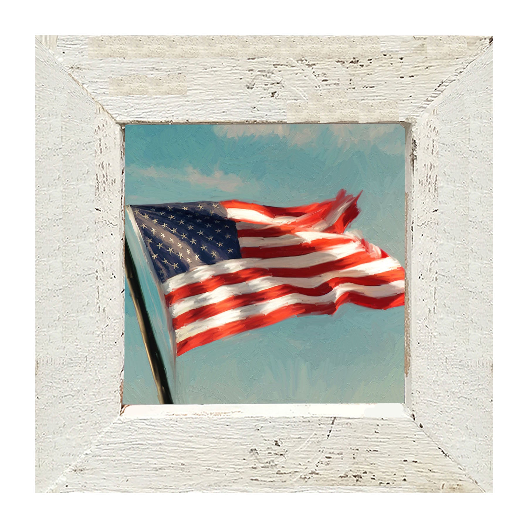 Flag Waving in The Sky - Framed art