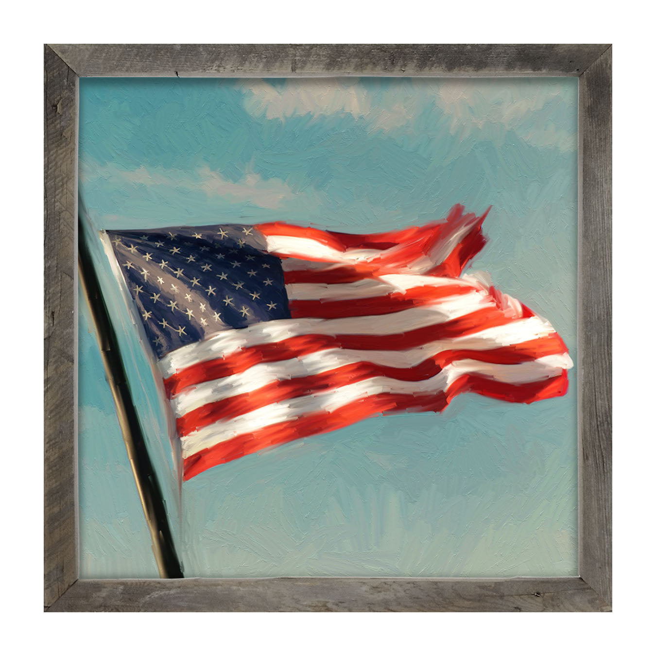 Flag Waving in The Sky - Framed art
