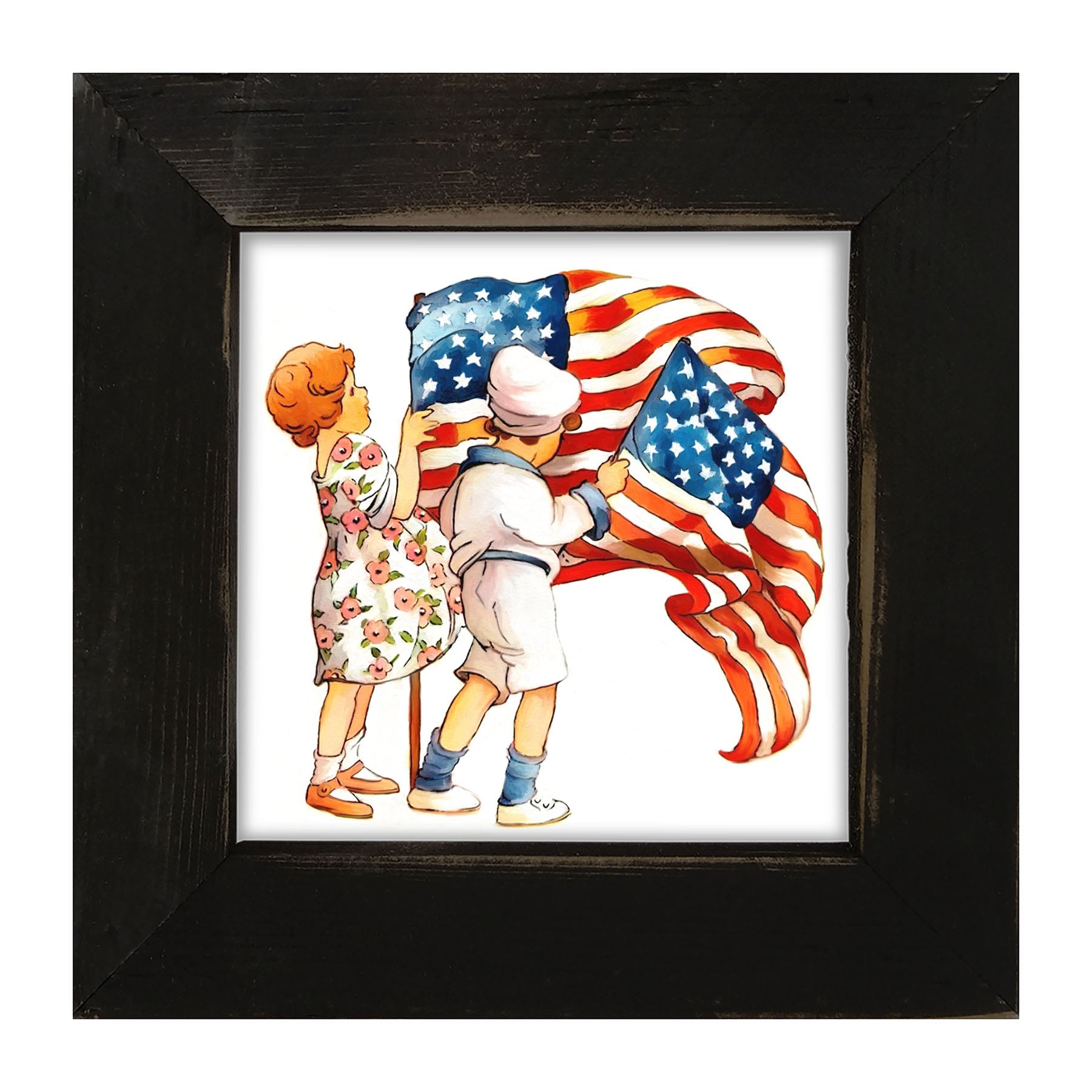 Vintage Kids with Flags - Framed art