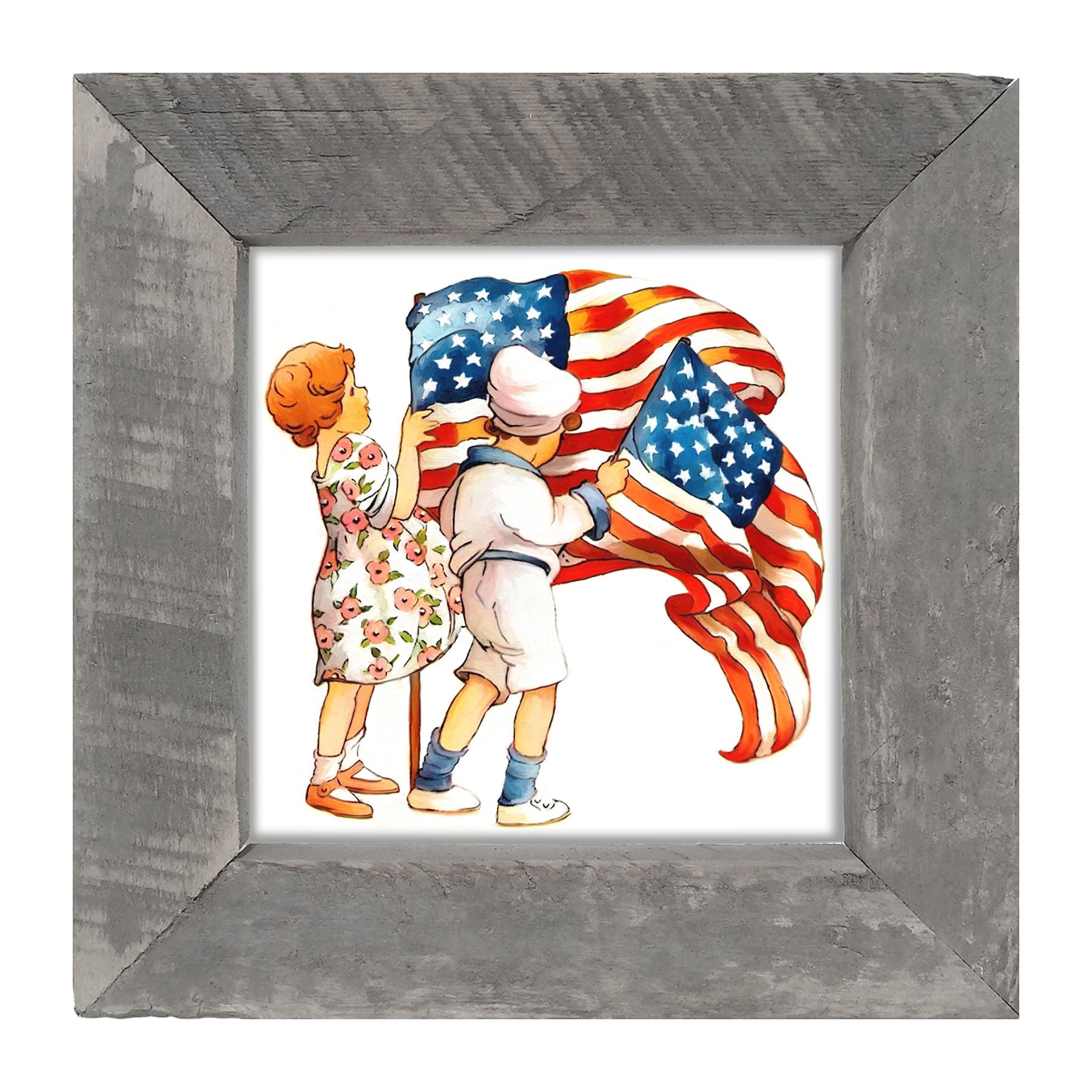 Vintage Kids with Flags - Framed art